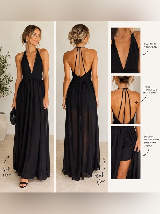 Tobi Dresses & Skirts - Tobi Black Sleeveless Strappy Back Halter Maxi Dress Size XS